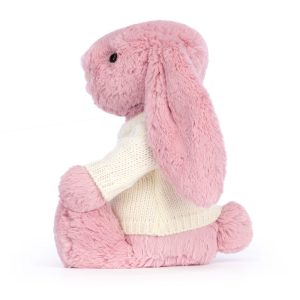 Bashful Tulip Pink Bunny with Personalised Cream Jumper