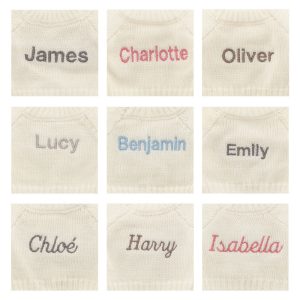 Bashful Dusky Blue Bunny with Personalised Cream Jumper