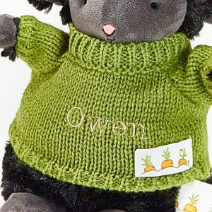 Wee Kiddo the Lamb with Green Sweater- Black